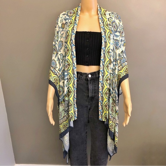 Oversized Presley Boho Festival Hippie Colorful Slouchy Pastel Kimono. - Picture 2 of 8